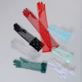 55 cm Transparent Wedding Gloves Pearls Long Elbow Mittens Mesh Arm Covers Women Party Bridal Dress Accessories Photo Props.