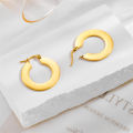 DIEYURO 316L Stainless Steel Gold Color Circle Hoop Earrings For Women Girl Fashion Ear Buckle Non-fading Jewelry  Party. 