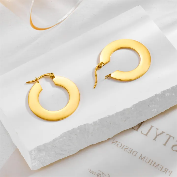 DIEYURO%20316L%20Stainless%20Steel%20Gold%20Color%20Circle%20Hoop%20Earrings%20For%20Women%20Girl%20Fashion%20Ear%20Buckle%20Non-fading%20Jewelry%20%20Party%20-%20Image%204