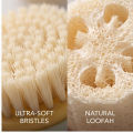 2-in-1 Long Handle Body Scrubber – Dual Sided Shower Brush with Soft Bristles & Mesh Loofah Sponge. 