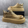 Trendy Luxury Workwear Leather oes Men's Winter New Fce Lined Warm Real Leather ort Boots Thi Bot Outdoor Cotton ....