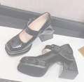 Retro Mary Jane Shoes Square Toe Japanese Style Jk Small Leather Shoes Women's High Heels Chunky Heel Single Strap Lolita Shoes. 