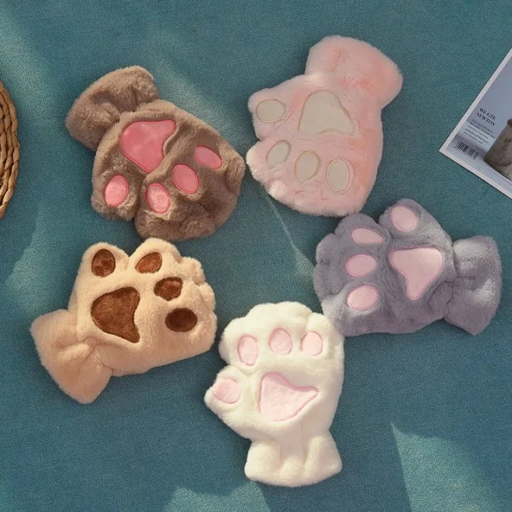 Cartoon%20Cute%20Cat%20Claw%20Paw%20Gloves%20Women%20Plush%20Mittens%20Warm%20Soft%20Plush%20Short%20Fingerless%20Fluffy%20Bear%20Cat%20Gloves%20Costume%20Half%20Finger%20-%20Image%206