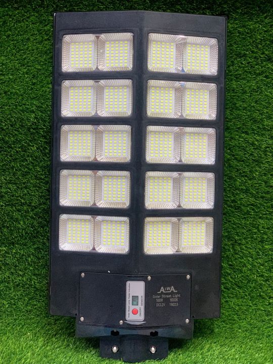 "500 Watt AIWA Solar Street Light with Remote | Motion Sensor | Waterproof LED Outdoor Light | 6500K White | 15 Hours Backup for Street, Farm, Parking"