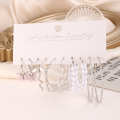 Women's Pink Butterfly Earrings Swirly Dangles/Imitation Pearl /Textured Silver Color Hoop Earrings Diverse Earring Set.