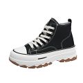 2024 New Women High Top Sneakers Lace-Up Casual Plarform Height Canvas Non-slip Wear Resistant Spring Female Vulcanize Shoes. 