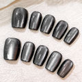 XS S M Cat Eye Effect Press On Nails UV Gel Handmade Cat Eye Fake Nails Coffin False Artificial Nail Tips With Sticker Tools. 