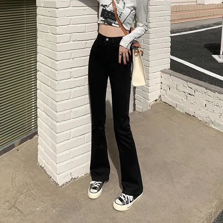 Woman%20American%20High%20Waist%20Slim%20Fit%20Bell%20Bottom%20Jeans%20Female%20Fashion%20Y2k%20Flare%20Pants%20Girls%20Elastic%20Designer%20Black%20Denim%20Trousers%20-%20Image%204
