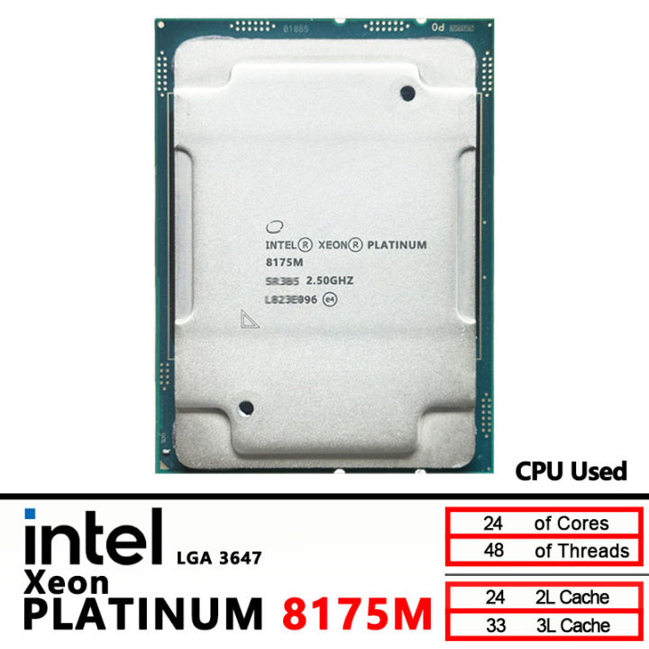 Intel Used Xeon  8175M 2.50GHz CPU processor 33MB Smart Cache 24-Cores 48-Thread 240W LGA3647