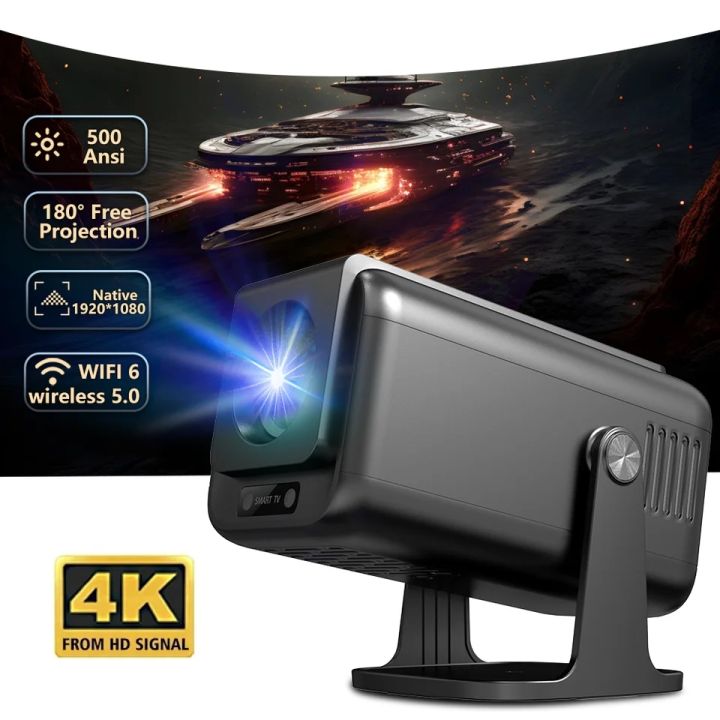 WUDUNG V1 Smart Projector 4K 1080P 500ANSI Android13 Media Center Amlogic 950S Quad Cortex-A53 WiFi6 BT5.0 HDR10+ Projector