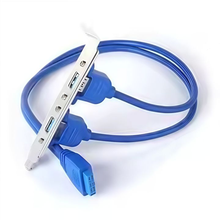 Dual USB 3.0 Front Panel Header Adapter - 20-Pin to USB 3.0 Motherboard Bracket Cable for PC