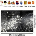 Sparkling Starry Night Polyester Party Banner - Dazzling black and white disco ball design, suitable for birthdays, weddings. 
