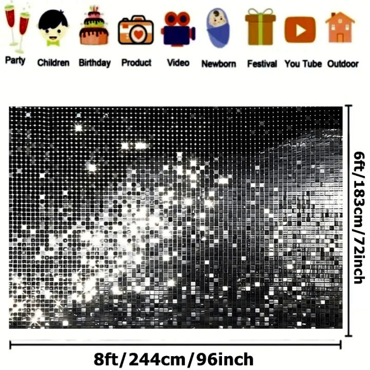 Sparkling%20Starry%20Night%20Polyester%20Party%20Banner%20-%20Dazzling%20black%20and%20white%20disco%20ball%20design,%20suitable%20for%20birthdays,%20weddings%20-%20Image%203
