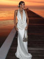 Nibber Temperament 2-Piece Set Women Swing Collar Arabesques Backless Tops+Smooth Skirts Vacation Beach Party Matching Suits. 