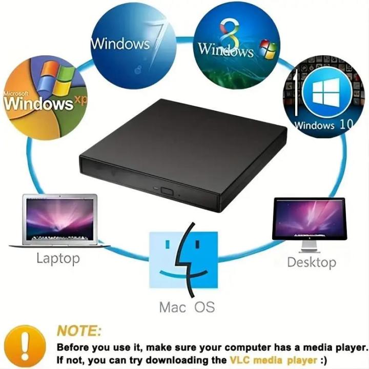 Computer Vcd USB 2.0 Slim External DVD RW CD VCD Writer Drive Burner Reader Player ...