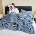 Solid Color Fluffy Blankets Thickened Wide Striped Blanket Soft Warm Sofa Bed Sheet Cover Chunky Nap Blanket Home Bedroom Decor. 