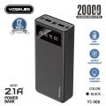 YS-908 Powerbank 20000mah Fast Charging Murah Mini LCD with Kabel Data lightning Type C Micro USB & Iphone Cable. 