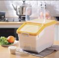10 kg Rice Storage Container with Measuring Cup 27.6 lb Flour Storage Container with Wheels Pet Food Storage Container Dog Birds Cat Food Bin Rice Container Set for Dry Food, Sugar, Cereal. 