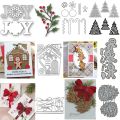 Holly Pinecone Christmas Tree Gingerbread Metal Cutting Dies Bow JOY Words Die For DIY Scrapbooking Card Decoration Craft Making. 
