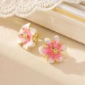 Fashion Jewelry Sweet Design Spring/Summer Blue Pink Enamel Flower High End Earrings Party Gifts for Women.