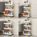 Storage Cart Multifunctional High Capacity Save Space 3/4-Tier Storage Movable Floor-Standing Rolling Vertical Shelf for Kitchen. 