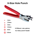 Leather Punch, 6-Size Rotating Belt Hand Hole Punch, Multi-Size Home DIY Easy, Suitable for Belt Leather Crafts. 