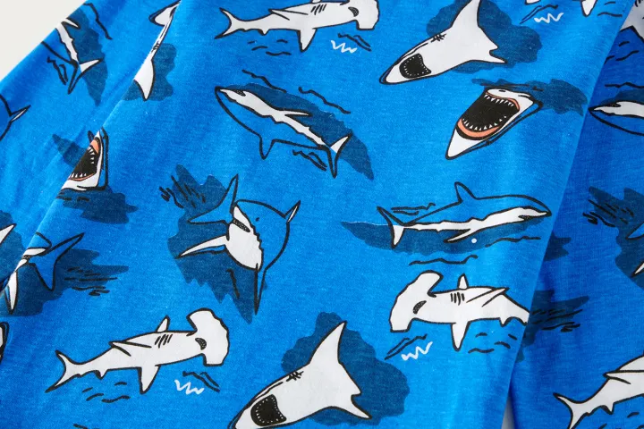 Age%201-8%20Kids%20Sleepwear%204%20Seasons%20%20Cotton%20Full%20Print%20Cartoon%20Shark%20Pajamas%20Boys%20%20Daily%20Basic%20Long%20Sleeved%20Soft%20Loungwear%20Set%20-%20Image%203