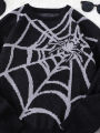 New Popular Autumn and Winter Spider Web Jacquard Pattern Pullover Sweater Casual Round Neck Knitted Men's Pullover. 