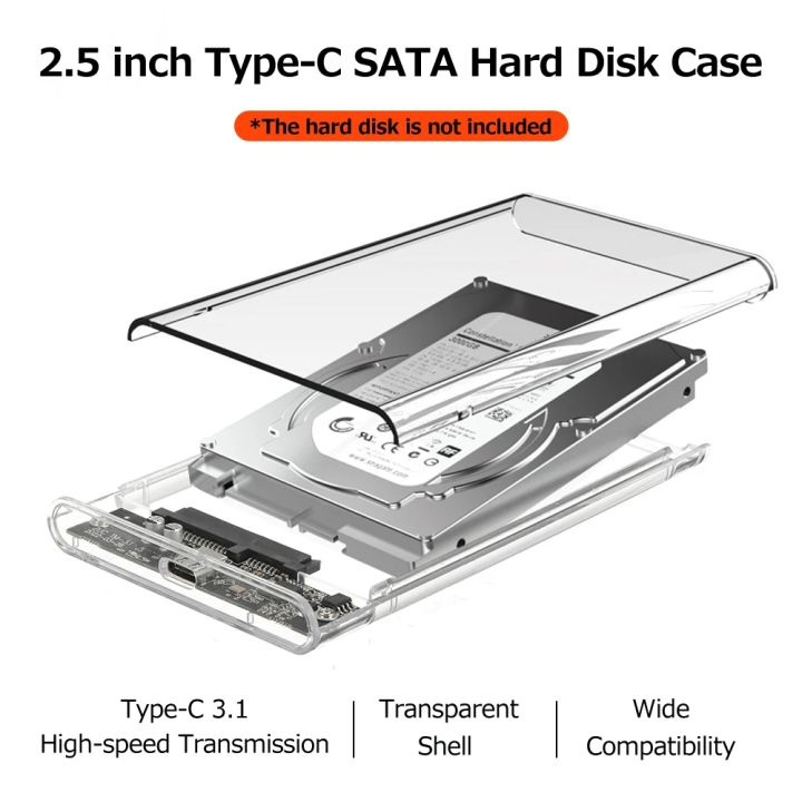 USB%203.0/Type%20C%20HDD%20Enclosure%202.5%20inch%20SATA%20SSD%20External%20Hard%20Drive%20Case%20with%205Gbps%20Transfer%20Speed%20Clear%20Harddisk%20Boxs%20Tool-Free%20-%20Image%204