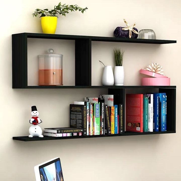 Wooden 2 Storey Wall Shelf, Display Floating Storage Shelves Wall Mount Bookshelf Used For Living Room Bedroom Shelving Unit, cuatomised