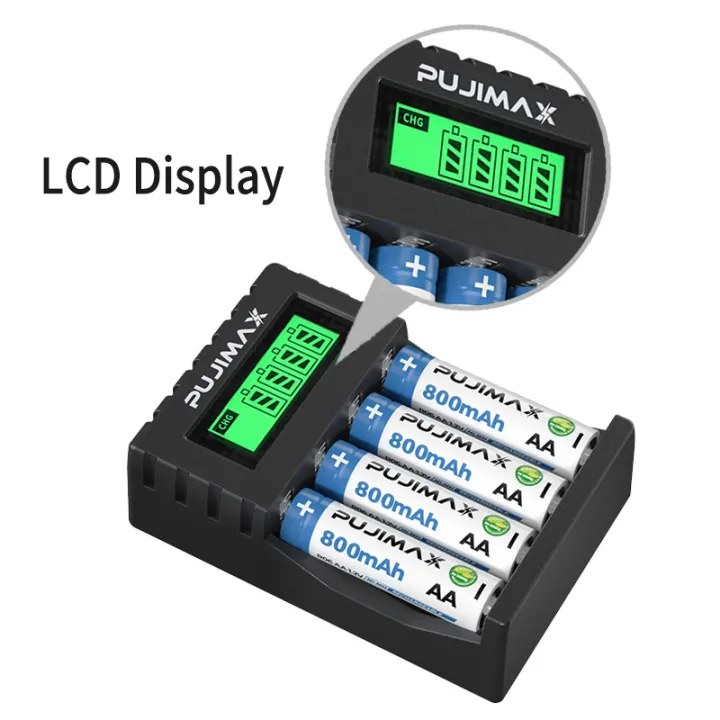 PUJIMAX%204%20Slots%201.2V%20Smart%20Battery%20Charger%20LCD%20Display%20For%20AA/AAA%20NiCd%20NiMh%20Rechargeable%20Battery%20Portable%20Fast%20Charging%20Adapter%20-%20Image%206