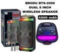 Brodu  BTS-2099 Karaoke Partybox Speakers with dual mic. 