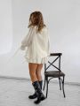 2025 Summer Fashion New Women's Elegant Shorts Set with Ruffle Edge Temperament Casual Sports Tie Up Two-piece Set. 