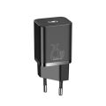 Baseus Super Si Quick Charger 1C 25W EU Sets With Mini Cable Type-C to Type-C 3A 1m Black - EU plug.