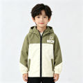 Children Boys Hooded Windbreaker Coat 2026 Spring Autumn Teen Color Blocking Zipper Casual Sports Outerwear Kids Waterproof Coat.