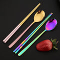 304 Stainless Steel Cutlery Set Sushi Sticks Dinner Spoons Set 10Pcs Dinnerware Korean Chopsticks Dessert Spoon Flatware Set. 