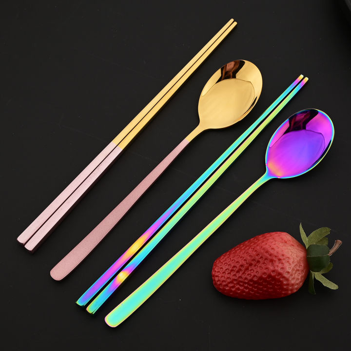 304%20Stainless%20Steel%20Cutlery%20Set%20Sushi%20Sticks%20Dinner%20Spoons%20Set%2010Pcs%20Dinnerware%20Korean%20Chopsticks%20Dessert%20Spoon%20Flatware%20Set%20-%20Image%203