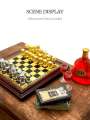 1 Set Dollhouse Miniature Chess Set Metal Non‑magnetic 1:6 1:12 Scale Mini Simulation Toy House Living Room Study Decor Ornament.