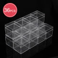 36PCS Food Grade Transparent PS Plastic Square Packaging Boxes with Open Top And Bottom Covers Candy Storage Accessory Nail Slic. 