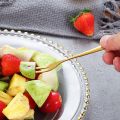6Pcs Stainless Steel Fruit Fork Small Toothpick Multifunctional Fruit Stick Gold Moon Cake Knife Food Picks Kitchen Accessories. 