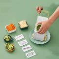 5-in-1 Stainless Steel Vegetable & Fruit Cutter - Multifunctional Kitchen Slicer for Onion, Potato, Carrot, Garlic | Manual Food Chopper with Hand Protector, Changeable Blades, Easy Salad Prep. 