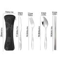 Stainless Steel Tableware Bag Washable with Zipper Cutlery Kit Case Portable Pouch For DinnerHousehold Tool Travel Camping Spoon.