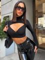 Hollow Out T Shirts For Women Streetwear Long Sleeve Crop Top Y2k Clothes Turtleneck Camisetas Skinny Ropa Mujer Hot Club Outfit.