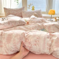 Bonenjoy Pink Flower Duvet Cover Sets Washed Polyester Super Soft Bed Cover Sets Single/Queen/King Quilt Cover with Pillowcase.
