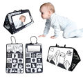 Black and white newborn mirror toy, tummy time for babies, high-contrast sensory crawling activity toy. 