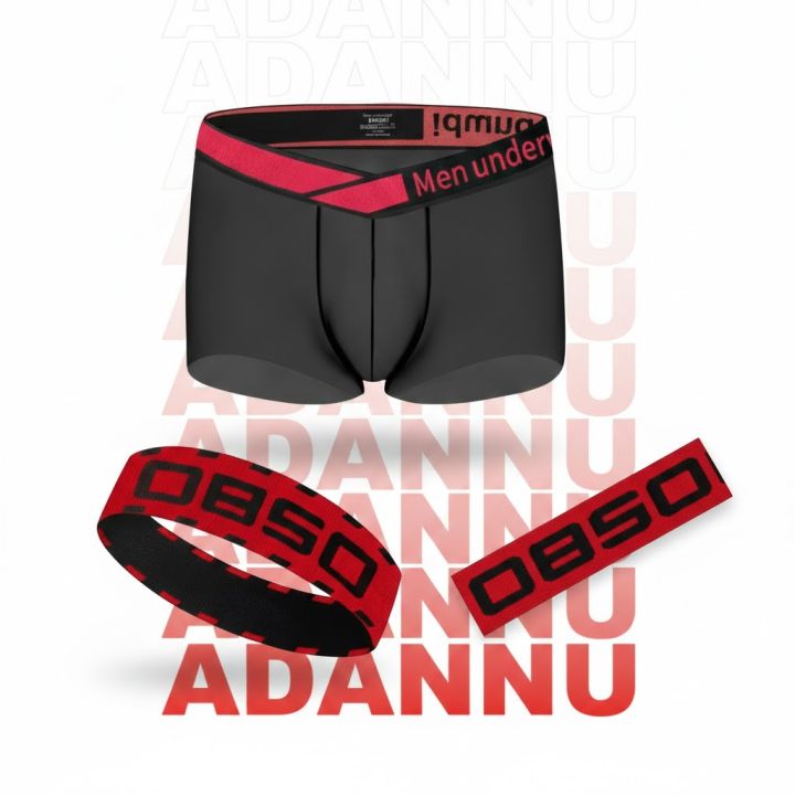 ADANNU Men's Underwear Set Breathable Ice Silk Boxers with Elastic Leg Arm Bands Muscle Compression Gym Fitness Workout Gear 3PC