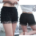 Women Summer Ruffle Lace Safety Short Pants Princess Lolita Safety Shorts Elastic Waist Casual Layered Panties Underwear. 