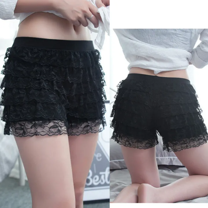 Women%20Summer%20Ruffle%20Lace%20Safety%20Short%20Pants%20Princess%20Lolita%20Safety%20Shorts%20Elastic%20Waist%20Casual%20Layered%20Panties%20Underwear%20-%20Image%205