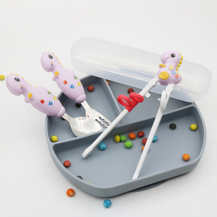 Dinosaur%20Style%20Children%20Practice%20Chopsticks,%20Baby%20Spoon/Fork%20Cutlery%20Storage%20Box%20Set,%20Suitable%20For%203-6%20Years%20Old%20Eating%20Utensils%20-%20Image%205