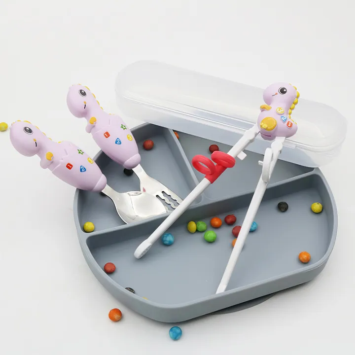 Dinosaur%20Style%20Children%20Practice%20Chopsticks,%20Baby%20Spoon/Fork%20Cutlery%20Storage%20Box%20Set,%20Suitable%20For%203-6%20Years%20Old%20Eating%20Utensils%20-%20Image%205